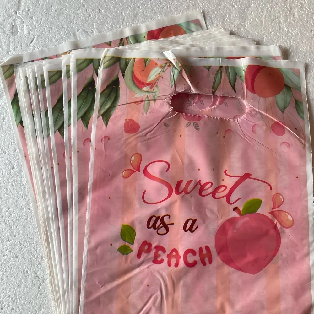 NWOT “Sweet as a Peach” Orange, White & Pink Gift Bag 20 Goodie Bags 10.2 X 7.1”